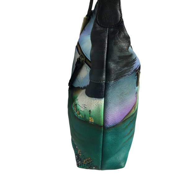 Anuschka NEVER USED Handpainted Leather Large Shoulder Bag Cross Body Italy - Picture 8 of 13